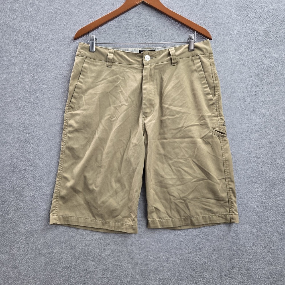 FOX Men Shorts 32 Khaki Embroidered Chino Twill 42177 Casual Shorts 11" READd